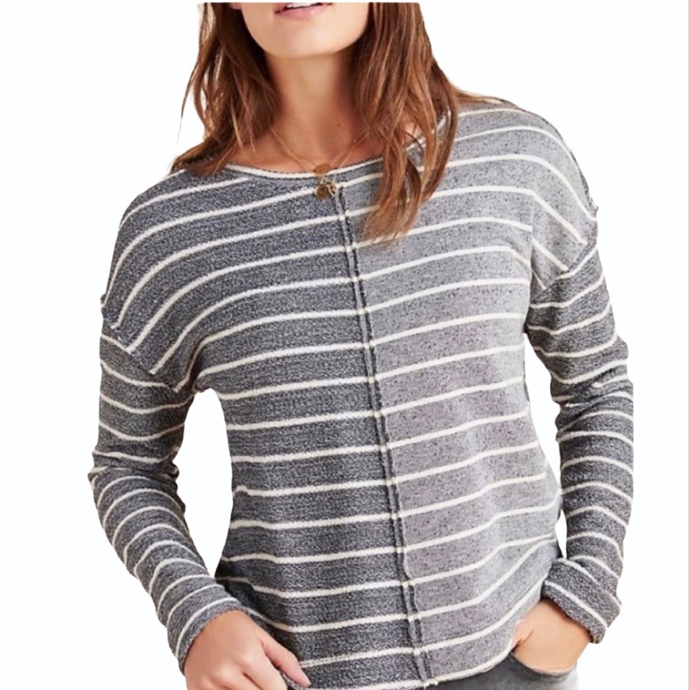 Anthropologie Striped Textured Sweatshirt
